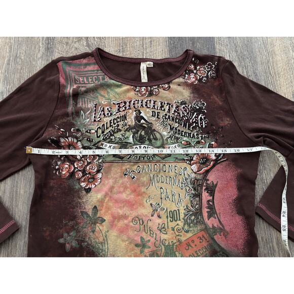 Susan Lawrence Graphic Long Sleeve Top Size Large - Picture 4 of 5